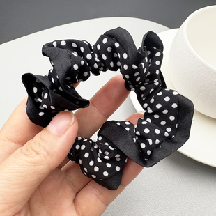 韩版发绳波点褶皱大肠发圈9厘米花边少女扎头绳气质皮筋丸子头饰