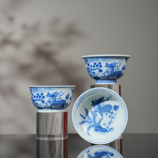 望月怀古松竹梅麒麟望月杯120ml 手工手绘高档送礼茶器主人杯茶杯