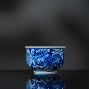 钟家窑满工龙凤缠枝如意炉式 景德镇手工手绘陶瓷主人杯 杯150ml