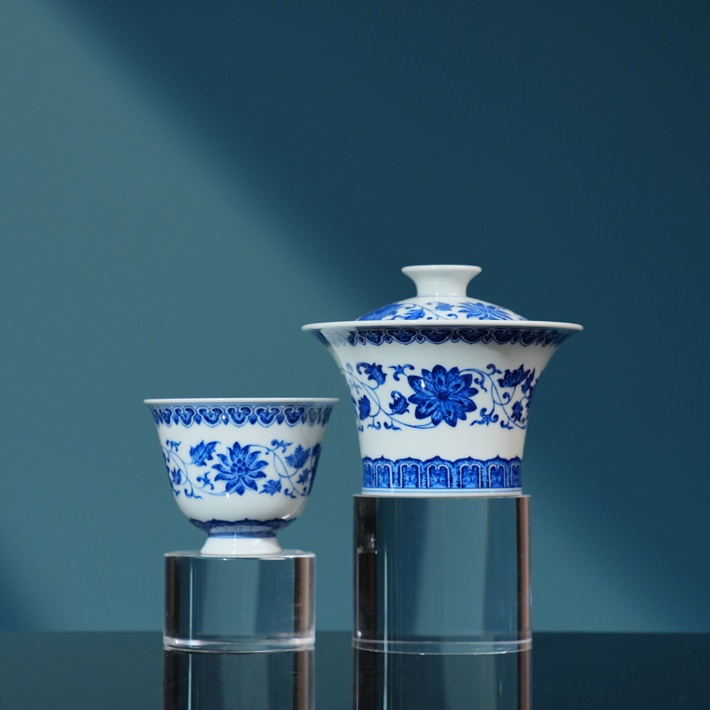 两亩陶瓷点工缠枝莲茶器