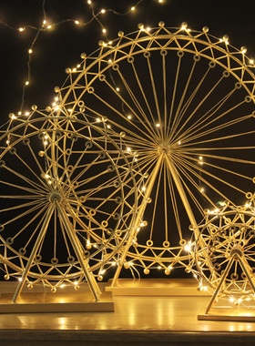 北欧风创意摩天轮摆件旋转发光模型家居客厅房间电视柜酒柜装饰品
