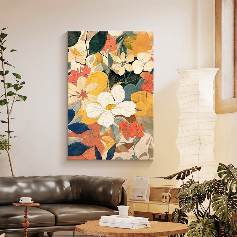 美拉德中古客厅装饰画法式抽象花艺术玄关过道壁画沙发背景墙挂画