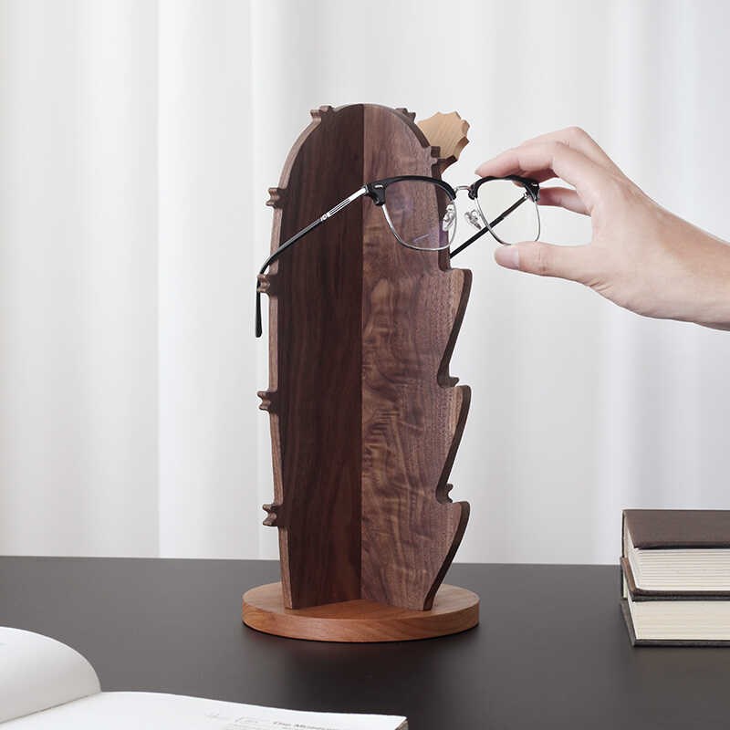 三思工房 黑胡桃实木眼镜收纳架 墨镜太阳镜陈列展示架 创意装饰