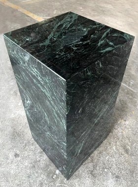 天然大花绿大理石花盆底座入户进门玄关高级感摆件落地装饰雕塑台