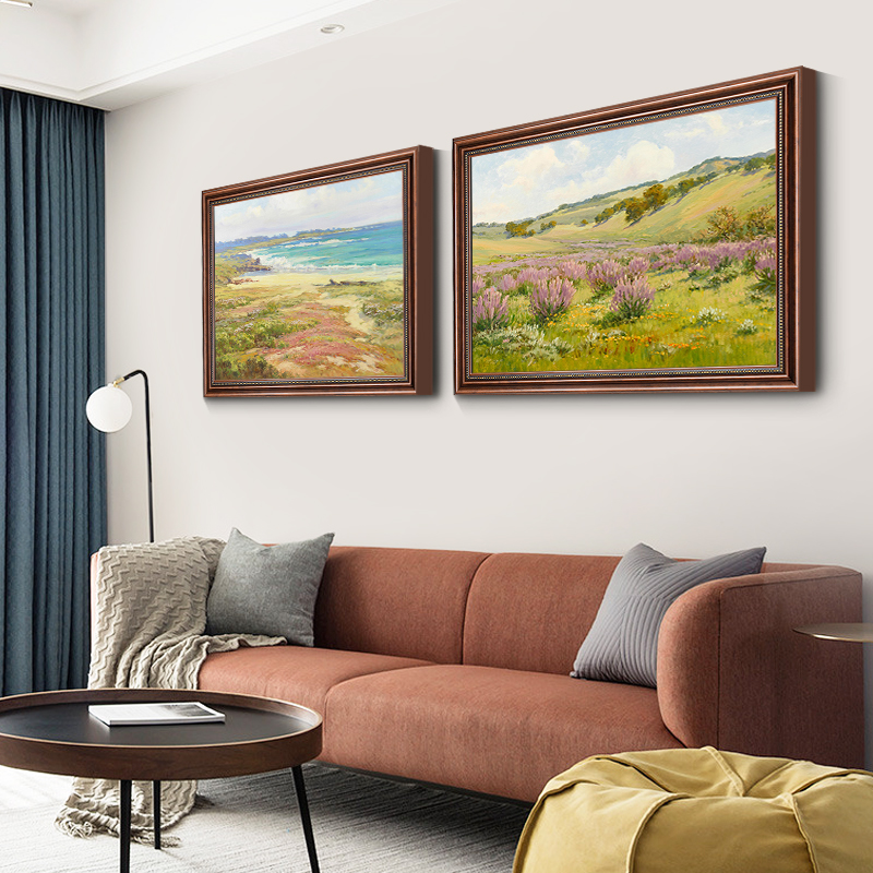 客厅沙发背景墙挂画简美风格横版装饰画餐厅壁画风景大气卧室油画