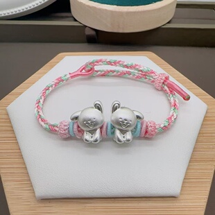 足银999线条小狗手链手绳纯银手链女朋友三丽鸥学生闺蜜生日礼物
