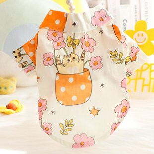 狗狗衣服春夏装 棉布透气可爱卡通小型犬泰迪宠物5684 薄款 猫咪衬衫