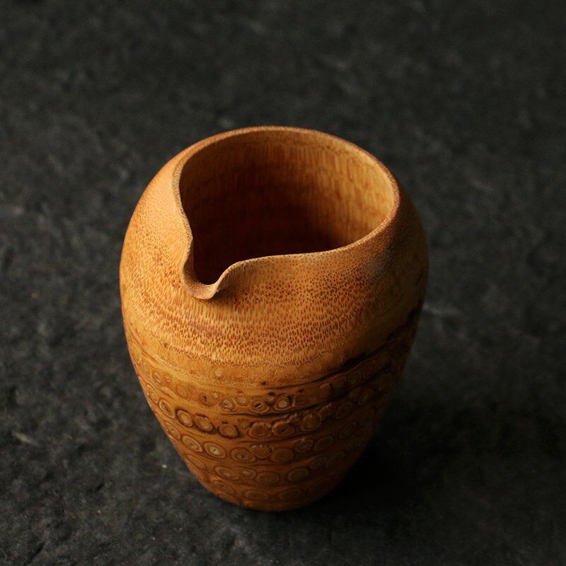 精品纯手工制作天然满钉老竹根公道杯竹制茶道茶具茶杯摆件茶宠