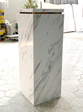 简约现代大理石雕塑台定制酒店会所样板房石头摆件底座艺术品展台