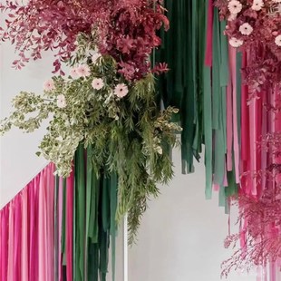 创意婚礼吊顶彩条DIY造型布条布幔舞台橱窗装饰结婚布置婚庆道具