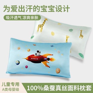 50桑蚕丝幼儿园宝宝助睡眠夏天枕头套凉感 静夜思儿童真丝枕套30