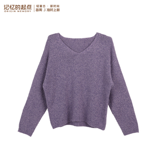 宽松百搭显瘦针织上衣女70AC51306 新款 记忆 起点V领毛衣2026春季