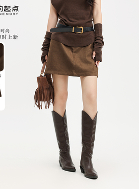 记忆的起点短裙2025冬季新款高腰百搭气质复古半身裙子69GD6089Z