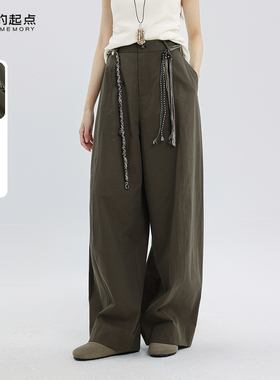记忆的起点休闲阔腿裤2025秋季新款高腰百搭显瘦长裤子69AQ21125