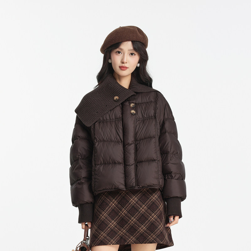 记忆的起点短款羽绒服2025冬季新款大翻领白鸭绒外套女69TD90610