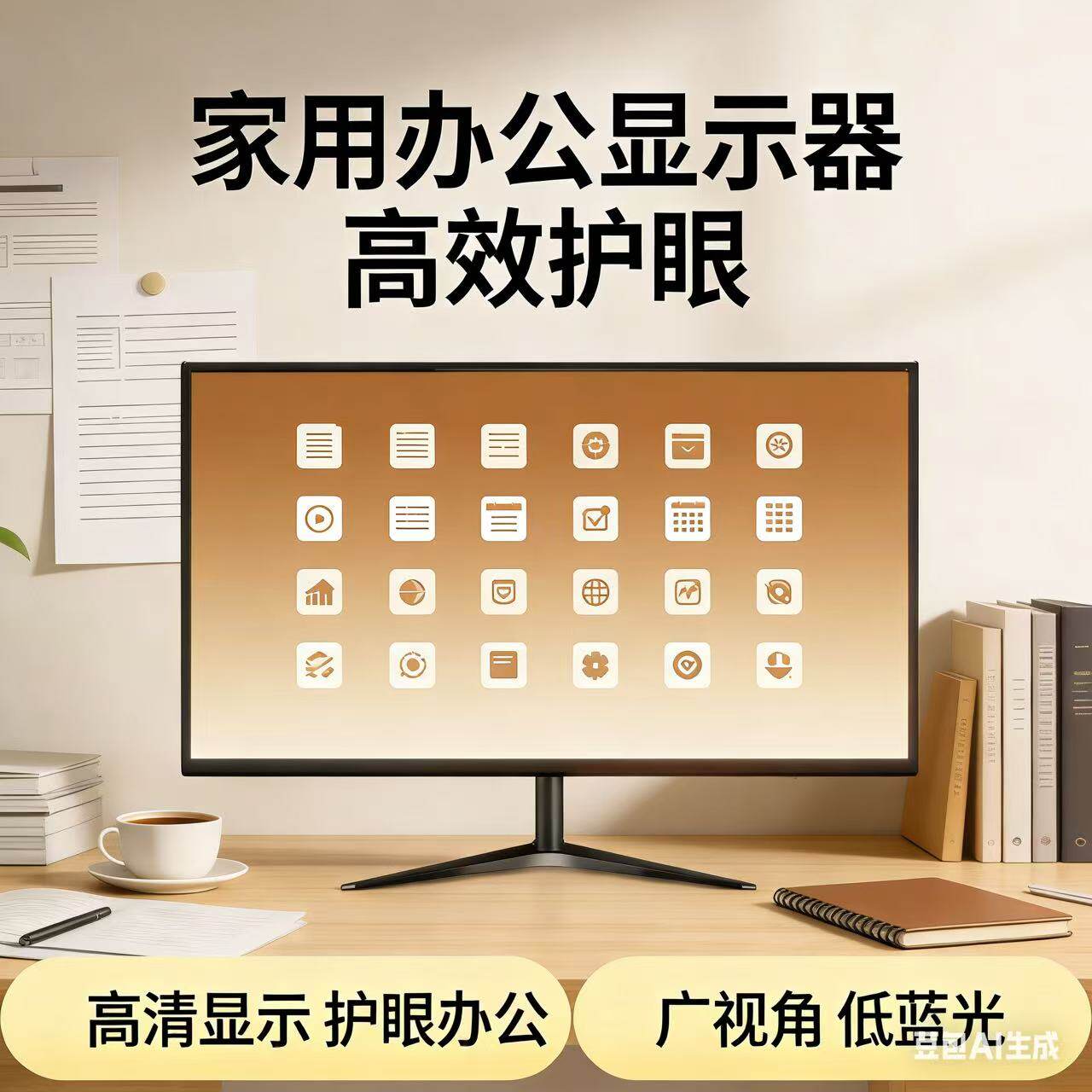 显示器19英寸20高清办公22直面超薄电脑台式监控24寸27液晶4k屏幕