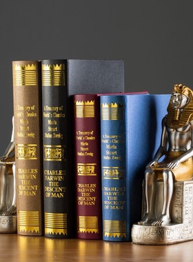 欧式复古埃及法老书靠书立书挡摆件家居书房办公室人物摆设装饰品