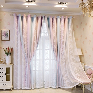 法式蕾丝窗帘卧室高级感遮光女孩房间公主风儿童房女生2023年新款
