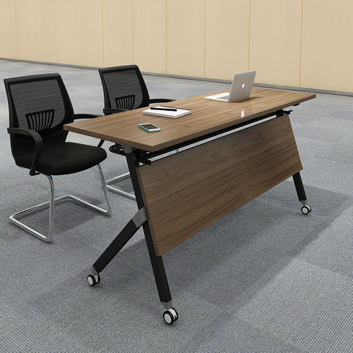 可折叠培训机构桌椅组合学生课桌椅培训桌双人拼接会议桌移动带轮