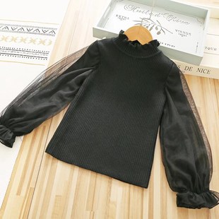 女童百搭针织毛衣 2024秋冬新款儿童洋气女孩长袖搭配裙子针织衫