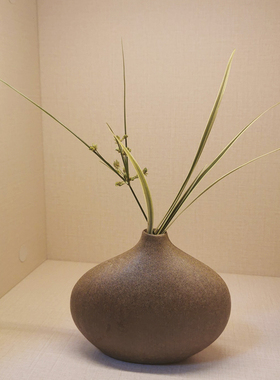 粗陶摆件干花花器摆件禅意水培小花插陶瓷迷你小花瓶茶席中式器皿