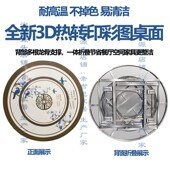 加厚不锈钢圆桌彩图内置转盘家用餐桌饭桌大圆台可折叠桌子火锅桌