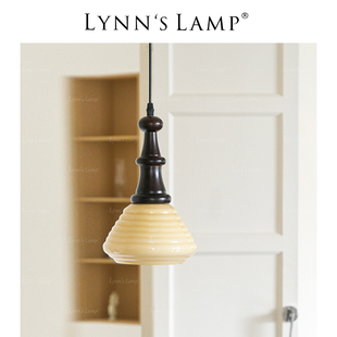 Lynns立意 复古床头卧室小吊灯 中古风胡桃木色吧台法式侘寂风灯