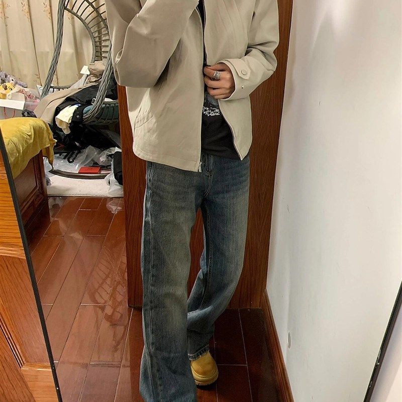 直筒牛仔裤男阔腿美式裤子长裤宽松女2024薄款夏季蓝色显瘦休闲裤