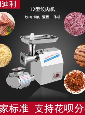 迪利商用电动不锈钢绞肉机多功能家用切肉大功率碎肉搅肉灌肠鸡架