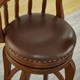 吧台椅美式 乡村实木吧椅可旋转高脚椅休闲皮艺酒吧椅靠背胡桃色漆