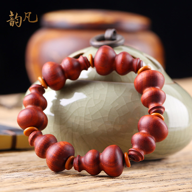 天然精品小葫芦手串手工紫檀镶口文玩手捻佛珠手持手把件男女手串,特色手工艺,葫芦,淘宝优惠券,粉丝福利购,淘宝优惠卷