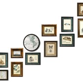 饰组合画 相框做旧复古壁挂别墅楼梯间装 楼梯照片墙实木欧式 美式
