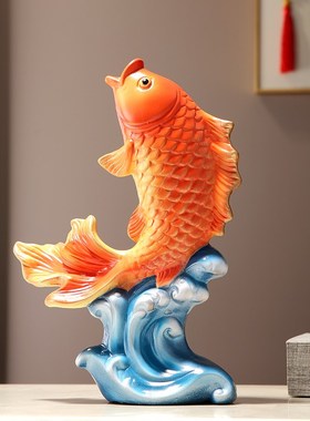 新中式创意陶瓷锦鲤鱼招财摆件玄关电视柜年年有余如鱼得水装饰品