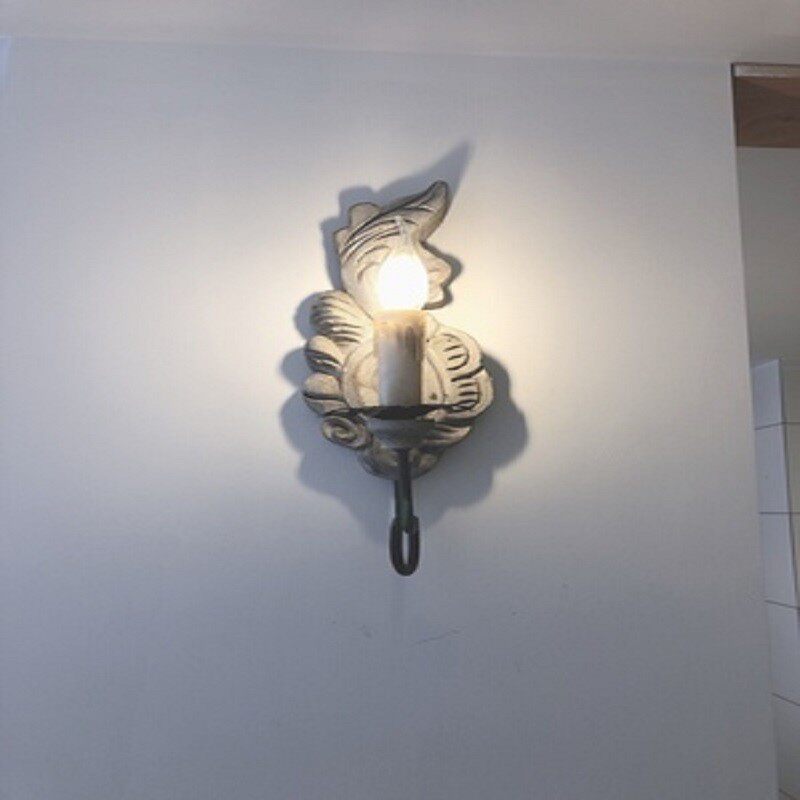 美式古典木艺壁灯法式乡村铁艺蜡烛单头卧室床头灯客厅过道墙壁灯