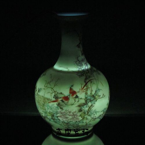 仿古粉彩瓷器摆件 花瓶 粉彩瓷 花鸟瓷瓶 台面花瓶 粉彩瓷器 赏瓶