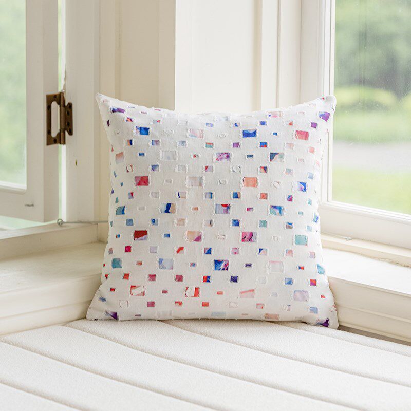 美式色彩色织提花样板间展厅装饰沙发抱枕套靠垫卧室床头靠枕民宿