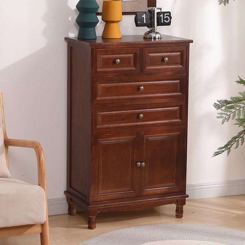 斗柜实木美式收纳储物柜卧室客厅边柜靠墙小柜子置物柜餐边柜带门