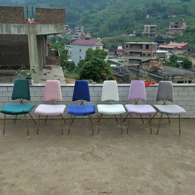 北欧梳妆椅靠背餐椅简约休闲椅金色创意美容美甲椅卧室书桌化妆椅