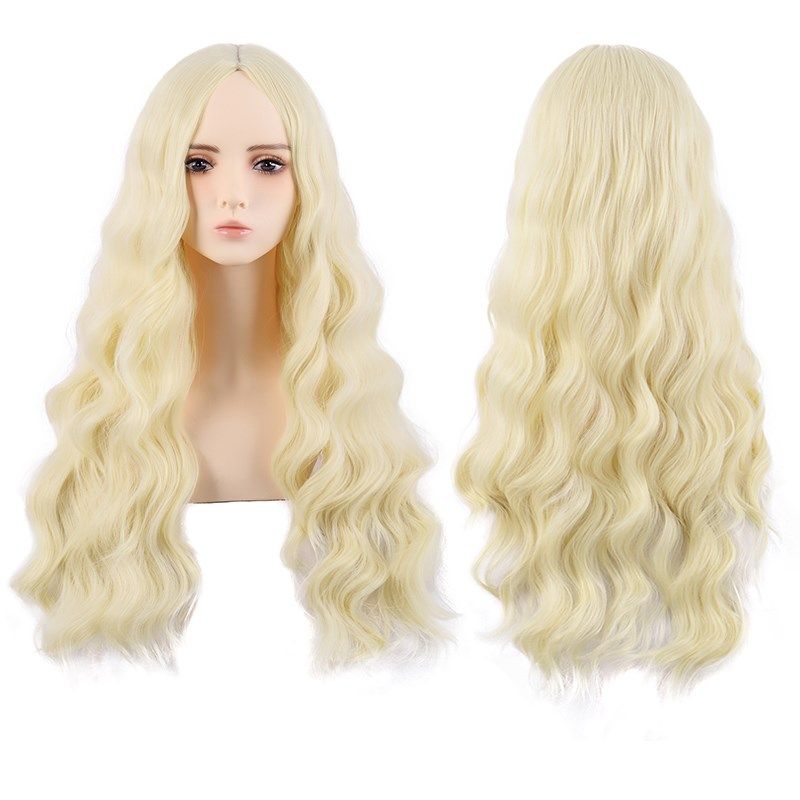 潼漫 cos假发女动漫水波纹羊毛卷长卷发浅金奶金色黑色中分全头套,美发护发/假发,演出假发,淘宝优惠券,粉丝福利购,淘宝优惠卷