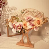 婚礼出嫁拍照晨袍道具新中式 新娘团扇高端折扇手捧花结婚迎亲扇子