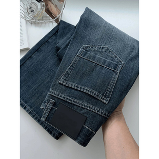 复古蓝牛仔裤 子宽松直筒阔腿长裤 男春季 潮牌痞帅高级感裤 新款 美式