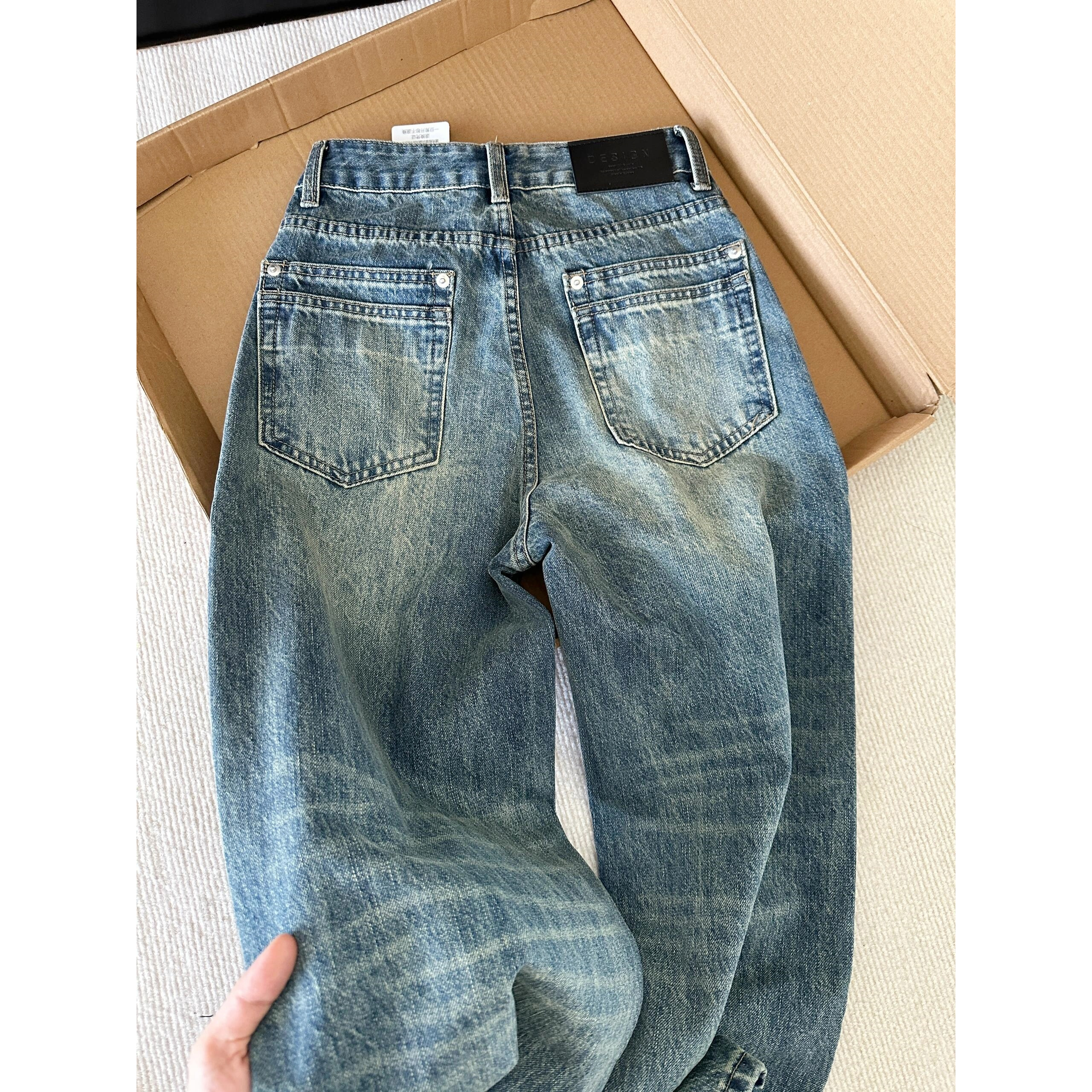 美式复古vibe风牛仔裤男宽松直筒