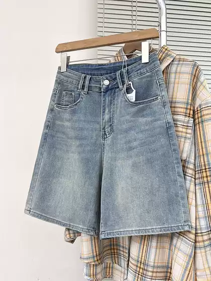 American-Style Washed Stretch Denim Shorts for Men, 2026 Summer New Design, Trendy Brand, Loose Straight-Leg Five-Point Pants