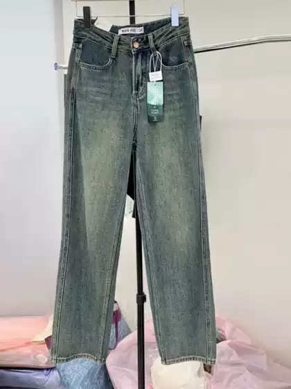 Washed Vintage Denim Jeans for Men, Autumn 2026 New American High Street Fashion Brand, Loose Straight Casual Pants