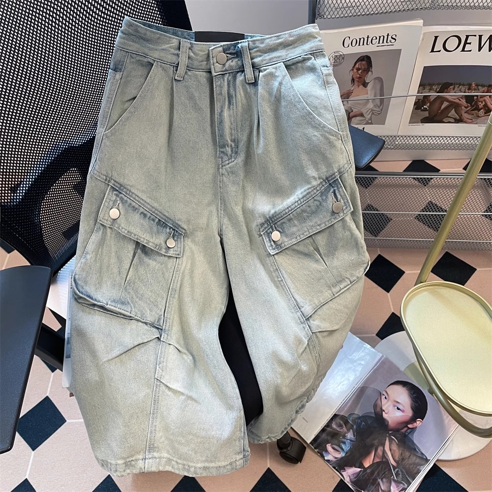 美式高街牛仔七分裤男夏季新款