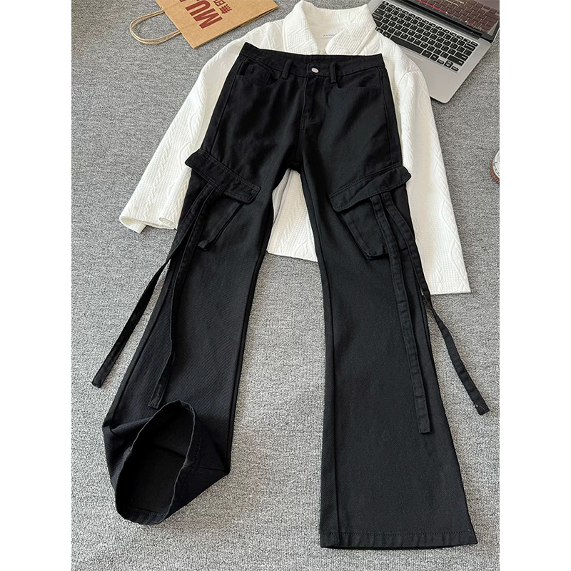 设计感多口袋微喇牛仔裤男秋季