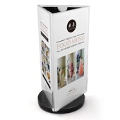 三面旋转台卡 亚克力三角转牌a4立牌桌面台牌三角形 酒水牌展示架