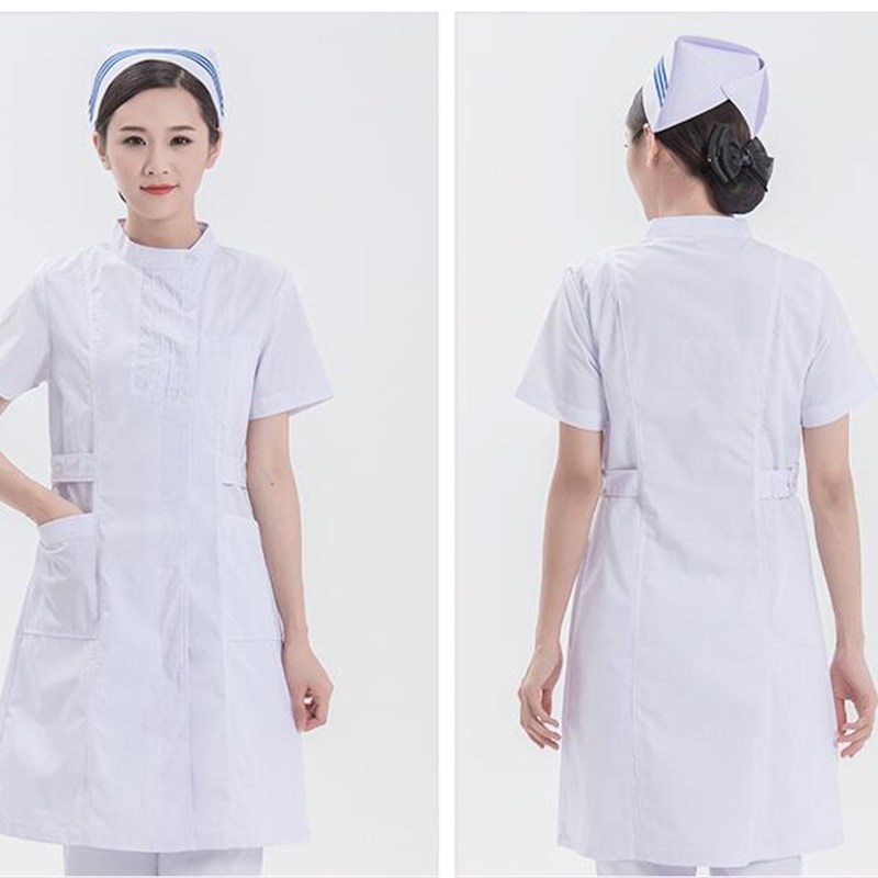 护士服夏季短袖立领白大褂卫校护理医学院修身隔离衣白大衣大码