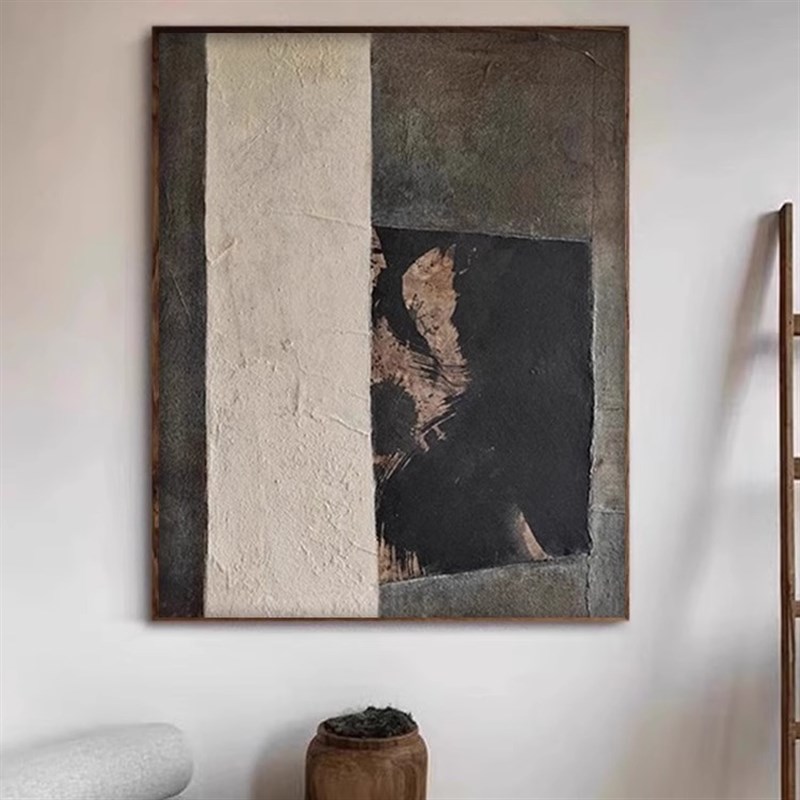 侘寂风《慈泽》挂画客厅艺术背景墙壁高端抽象玄关肌理感装饰壁画