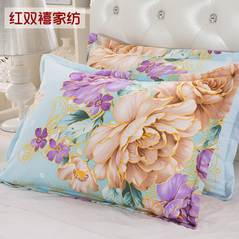 枕套单人48 74cm斜纹布红色卡通情侣拉链式枕头罩磨毛一对装包邮